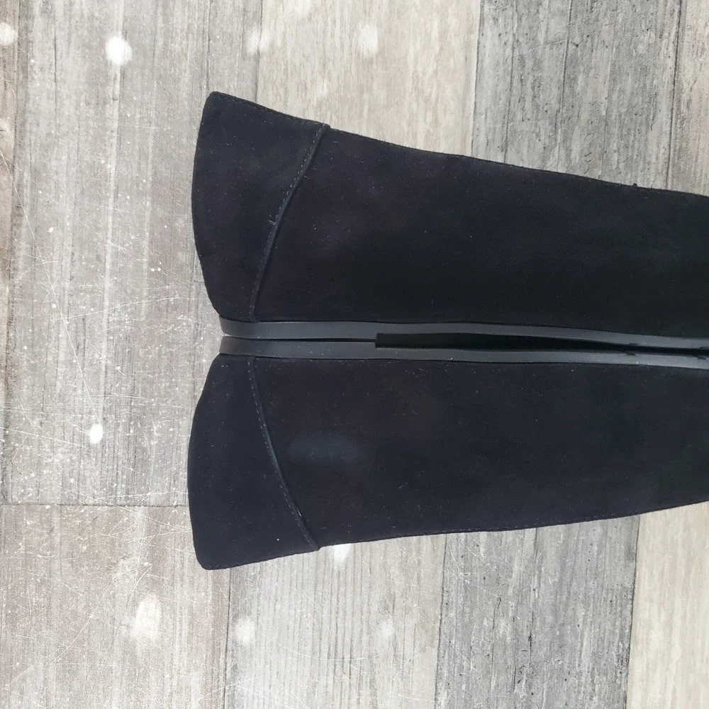 Eileen Fisher UNA 2‎ Womens Flats Sz 7.5 M Comfort Black Suede Slip-On Shoes